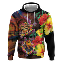 Hawaiian Sea Animals Love Couple Zip Hoodie Aloha Sunset Symphony