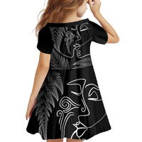 New Zealand Valentine's Day Family Matching Long Sleeve Bodycon Dress and Hawaiian Shirt Silver Fern and Line Art Love Couple LT03 - Polynesian Pride