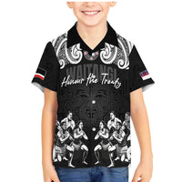 Aotearoa Waitangi Day - Toitu Te Tiriti Family Matching Mermaid Dress and Hawaiian Shirt New Zealand Honour the Treaty LT03 Son's Shirt Black - Polynesian Pride