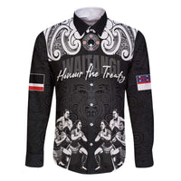 Aotearoa Waitangi Day - Toitu Te Tiriti Family Matching Off The Shoulder Long Sleeve Dress and Hawaiian Shirt New Zealand Honour the Treaty