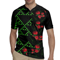Hawaiian Green Kakau Art Tattoo-Ohia Lehua and Taro Leaves Rugby Jersey