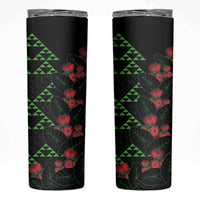 Hawaiian Green Kakau Art Tattoo-Ohia Lehua and Taro Leaves Skinny Tumbler