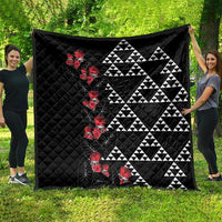 Hawaiian White Kakau Art Tattoo-Ohia Lehua and Taro Leaves Quilt LT03 - Polynesian Pride