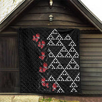 Hawaiian White Kakau Art Tattoo-Ohia Lehua and Taro Leaves Quilt LT03 - Polynesian Pride