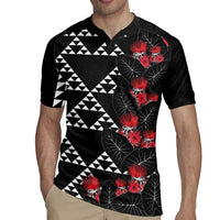 Hawaiian White Kakau Art Tattoo-Ohia Lehua and Taro Leaves Rugby Jersey