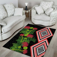 Aotearoa Tukutuku Motif Area Rug Pohutukawa and Fern Leaves