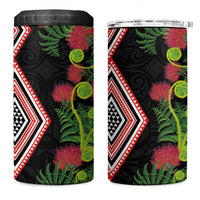 Aotearoa Tukutuku Motif 4 in 1 Can Cooler Tumbler Pohutukawa and Fern Leaves