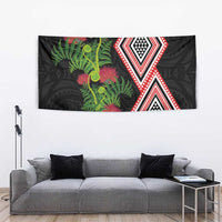 Aotearoa Tukutuku Motif Tapestry Pohutukawa and Fern Leaves