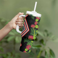 Aotearoa Tukutuku Motif Tumbler With Handle Pohutukawa and Fern Leaves