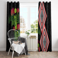 Aotearoa Tukutuku Motif Window Curtain Pohutukawa and Fern Leaves