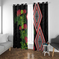 Aotearoa Tukutuku Motif Window Curtain Pohutukawa and Fern Leaves