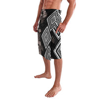 Aotearoa Tukutuku Motif Lavalava Pohutukawa and Fern Leaves Grayscale Color