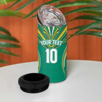 Custom Cook Islands Rugby 4 in 1 Can Cooler Tumbler Tatau Art Sport Style Green Color LT03 - Polynesian Pride