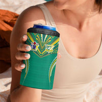 Custom Cook Islands Rugby 4 in 1 Can Cooler Tumbler Tatau Art Sport Style Green Color LT03 - Polynesian Pride