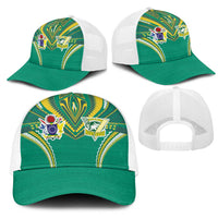 Cook Islands Rugby Mesh Trucker Cap Tatau Art Sport Style Green Color