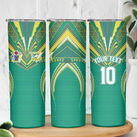 Custom Cook Islands Rugby Skinny Tumbler Tatau Art Sport Style Green Color LT03 - Polynesian Pride