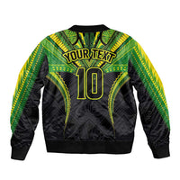 Custom Cook Islands Rugby Bomber Jacket Tatau Art Sport Style Black Color LT03 - Polynesian Pride