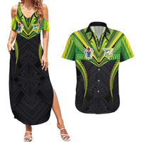 Custom Cook Islands Rugby Couples Matching Summer Maxi Dress and Hawaiian Shirt Tatau Art Sport Style Black Color LT03 Black - Polynesian Pride