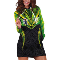 Custom Cook Islands Rugby Hoodie Dress Tatau Art Sport Style Black Color LT03 Black - Polynesian Pride