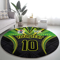 Custom Cook Islands Rugby Round Carpet Tatau Art Sport Style Black Color
