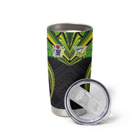 Custom Cook Islands Rugby Tumbler Cup Tatau Art Sport Style Black Color