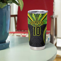 Custom Cook Islands Rugby Tumbler Cup Tatau Art Sport Style Black Color