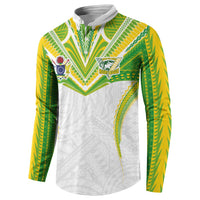 Custom Cook Islands Rugby Button Sweatshirt Tatau Art Sport Style White Color LT03 - Polynesian Pride