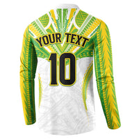 Custom Cook Islands Rugby Button Sweatshirt Tatau Art Sport Style White Color LT03 - Polynesian Pride