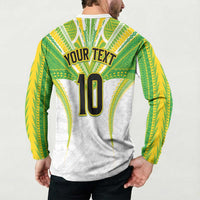 Custom Cook Islands Rugby Button Sweatshirt Tatau Art Sport Style White Color LT03 - Polynesian Pride