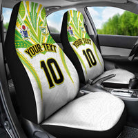 Custom Cook Islands Rugby Car Seat Cover Tatau Art Sport Style White Color