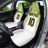 Custom Cook Islands Rugby Car Seat Cover Tatau Art Sport Style White Color