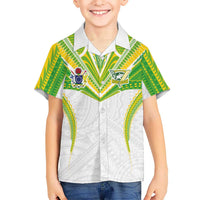 Custom Cook Islands Rugby Hawaiian Shirt Tatau Art Sport Style White Color