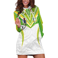 Custom Cook Islands Rugby Hoodie Dress Tatau Art Sport Style White Color LT03 White - Polynesian Pride