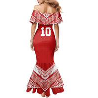 Custom Tonga Rugby Family Matching Mermaid Dress and Hawaiian Shirt Ngatu Motifs and Pacific Patterns