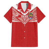 Custom Tonga Rugby Family Matching Tank Maxi Dress and Hawaiian Shirt Ngatu Motifs and Pacific Patterns LT03 Dad's Shirt - Short Sleeve Red - Polynesian Pride