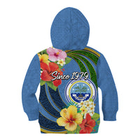 Micronesia Constitution Day Kid Hoodie Hibiscus and Tapa Tribal Pattern LT03 - Polynesian Pride