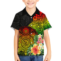 Polynesia Victory Day Family Matching Long Sleeve Bodycon Dress and Hawaiian Shirt Tribal Turtle and Hibiscus LT03 Son's Shirt Reggae - Polynesian Pride