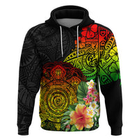 Polynesia Victory Day Zip Hoodie Tribal Turtle and Hibiscus LT03 Pullover Hoodie Reggae - Polynesian Pride