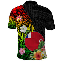 Wallis and Futuna Victory Day Polo Shirt Tribal Polynesian Tattoo and Hibiscus Flower LT03 - Polynesian Pride