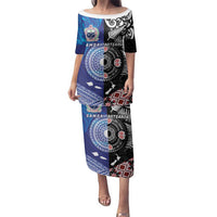 Samoa and Aotearoa Together Family Matching Puletasi and Hawaiian Shirt Tatau Art Tattoos-Taniko and Maori with Fern