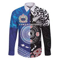 Samoa and Aotearoa Together Family Matching Short Sleeve Bodycon Dress and Hawaiian Shirt Tatau Art Tattoos-Taniko and Maori with Fern