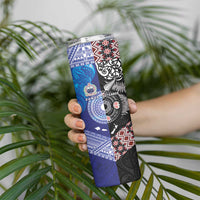 Samoa and Aotearoa Together Skinny Tumbler Tatau Art Tattoos-Taniko and Maori with Fern LT03 - Polynesian Pride