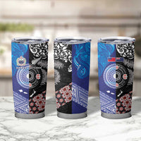 Samoa and Aotearoa Together Tumbler Cup Tatau Art Tattoos-Taniko and Maori with Fern