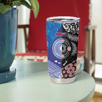 Samoa and Aotearoa Together Tumbler Cup Tatau Art Tattoos-Taniko and Maori with Fern