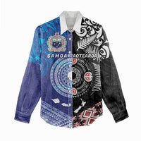 Samoa and Aotearoa Together Women Casual Shirt Tatau Art Tattoos-Taniko and Maori with Fern