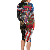 Hawaii and United States Memorial Day Family Matching Long Sleeve Bodycon Dress and Hawaiian Shirt Honor and Remember The Fallen LT03 - Polynesian Pride