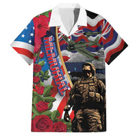 Hawaii and United States Memorial Day Family Matching Off The Shoulder Long Sleeve Dress and Hawaiian Shirt Honor and Remember The Fallen LT03 Dad's Shirt - Short Sleeve Blue - Polynesian Pride