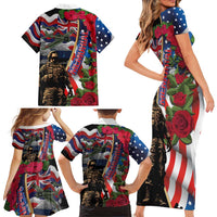 Hawaii and United States Memorial Day Family Matching Short Sleeve Bodycon Dress and Hawaiian Shirt Honor and Remember The Fallen LT03 - Polynesian Pride