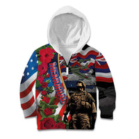 Hawaii and United States Memorial Day Kid Hoodie Honor and Remember The Fallen
