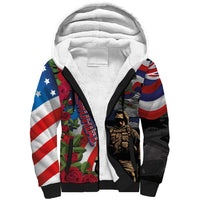 Hawaii and United States Memorial Day Sherpa Hoodie Honor and Remember The Fallen